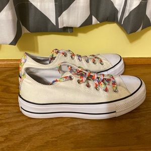 Converse platform floral shoes